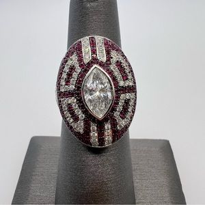 18k White Gold Diamond & Ruby Ring